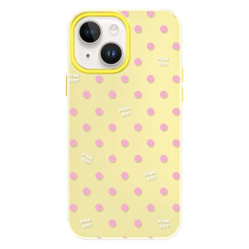 Funda híbrida TPU y PC iPhone 13 con tacto sedoso y gelatinoso (Lunares Amarillos)