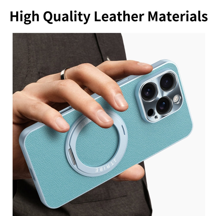 Funda de Cuero Lisa con Soporte Magsafe para iPhone 16 (Negra)
