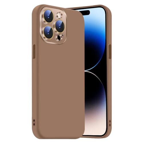 Funda de Silicona Líquida para iPhone 14 Pro con NanoLente (Dorado del Desierto)