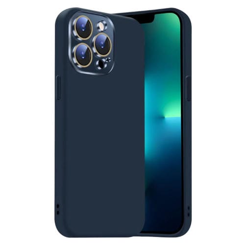 Funda de Silicona Líquida para iPhone 13 Pro Max con NanoLente (Azul Titanio)