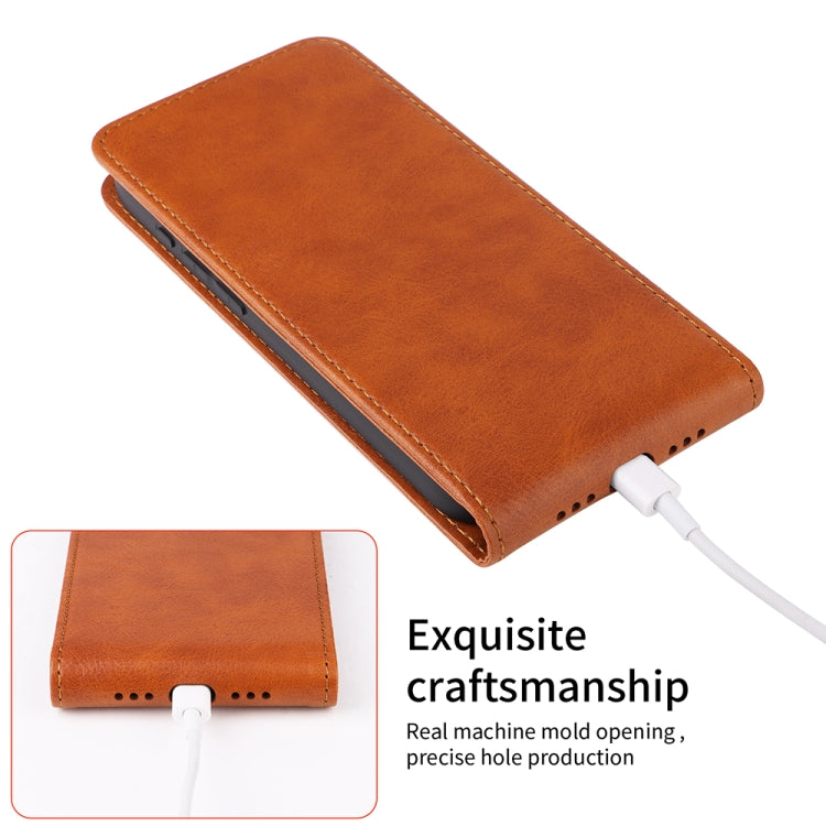 Funda de Cuero Magnética con Tapa Vertical para Teléfono Hmd Pulse / Pulse Pro / Pulse+ (Oro Rosa)