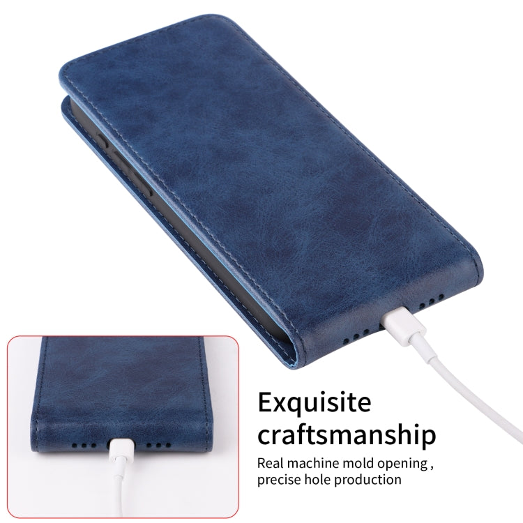 Funda de Cuero Magnética con Tapa Vertical para Teléfono TCL 503 (Azul)