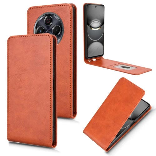 Funda de Cuero con Tapa Vertical Magnética para Tecno Spark 30 4G (Marrón)