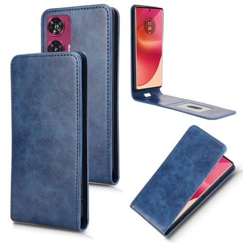 Funda de Cuero con Tapa Vertical Magnética para Motorola Edge 50 Fusion 5G (Azul)