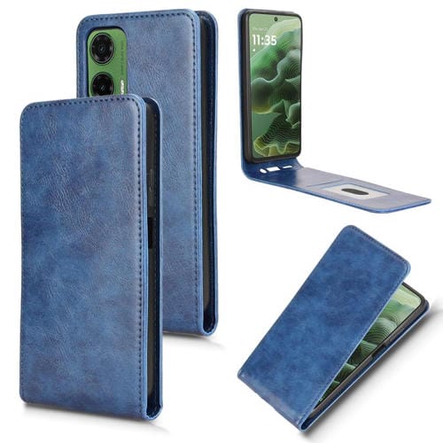 Funda de Cuero con Tapa Vertical Magnética para Motorola Moto G35 5G (Azul)