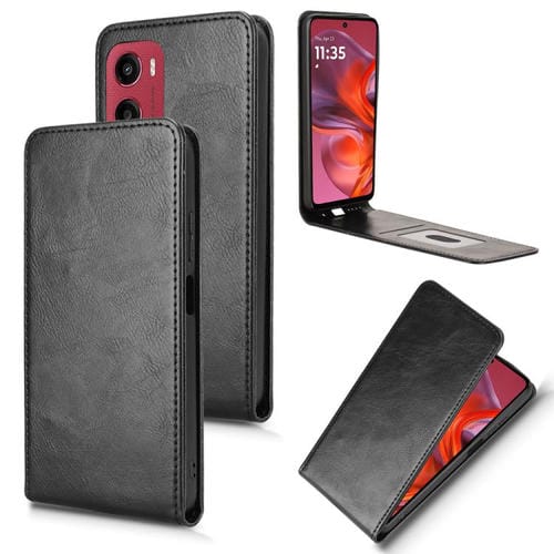Funda de Cuero con Tapa Vertical Magnética para Motorola Moto G05 (Negra)