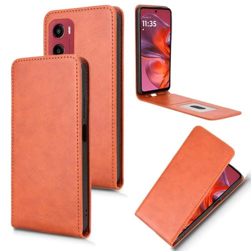 Funda de Cuero con Tapa Vertical Magnética para Motorola Moto G05 (Marrón)