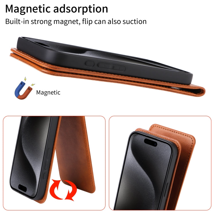 Funda de Cuero con Tapa Vertical Magnética para OnePlus 13 (Marrón)