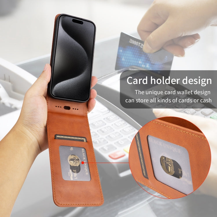 Funda de Cuero con Tapa Vertical Magnética para OnePlus 13 (Marrón)