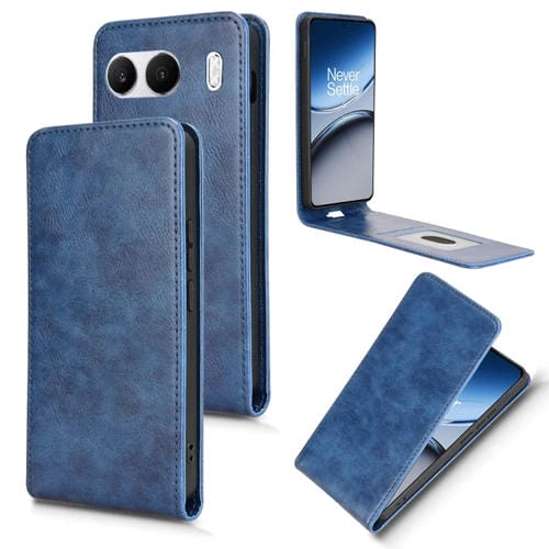 Funda de Cuero con Tapa Vertical Magnética para OnePlus Nord 4 5G (Azul)