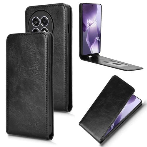 Funda de Cuero con Tapa Vertical Magnética para OnePlus Ace 5 y Ace 5 Pro (Negra)