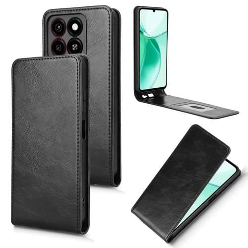 Funda de Cuero con Tapa Vertical Magnética para ZTE Blade A35/A55 (Negra)