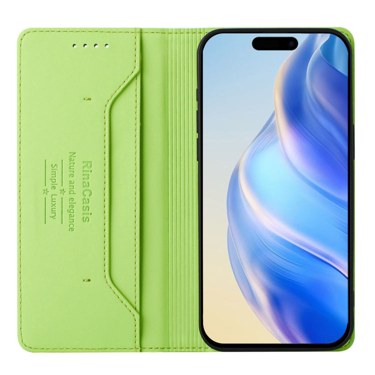Funda de Cuero con Doble Pliegue y Succión Magnética para iPhone 12 Pro Max Rc01 (Verde Hierba)