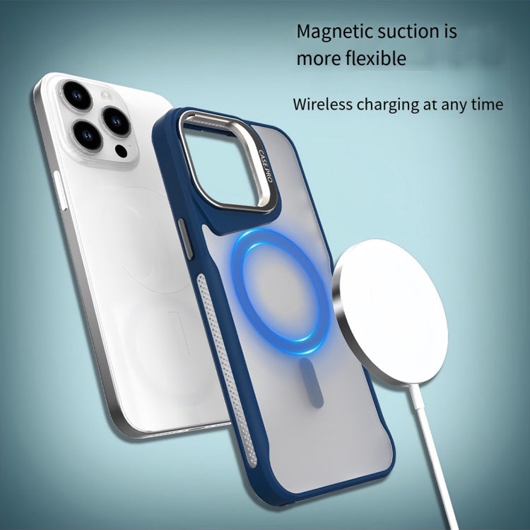 Funda Magnética para Teléfono Magsafe con Soporte de Metal para iPhone 15 Pro Max (Morado)
