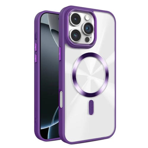 Funda para Teléfono Magsafe iPhone 16 Pro Textura Cd Brillante (Morado Oscuro)