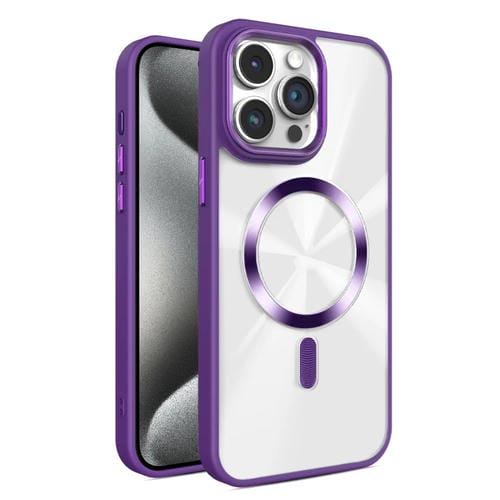 Funda para Teléfono Magsafe iPhone 15 Pro Textura Cd Brillante (Morado Oscuro)