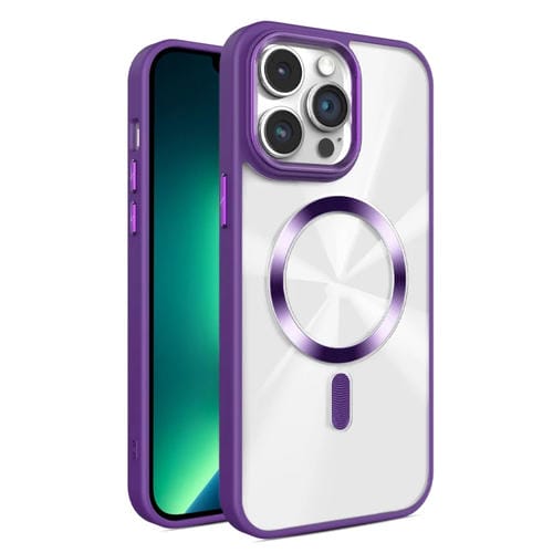 Funda para teléfono Magsafe iPhone 13 Pro Max Textura Cd Brillante (Morado Oscuro)