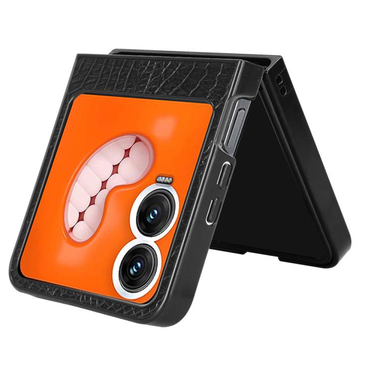 Funda Trasera para Tecno Phantom V Flip2 con Textura de Cocodrilo (Negra)