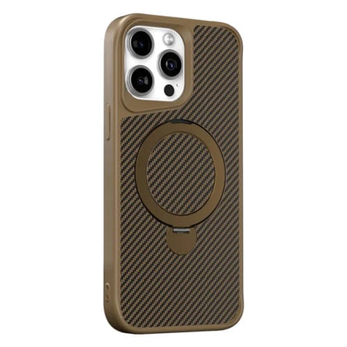 Funda para Teléfono con Soporte Magsafe 360 Fibra de Carbono iPhone 13 Pro Max (Dorado del Desierto)