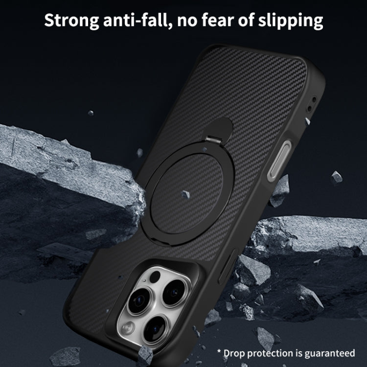 Funda para Teléfono con Soporte Magsafe 360 Textura Fibra de Carbono iPhone 14 Pro Max (Morado)