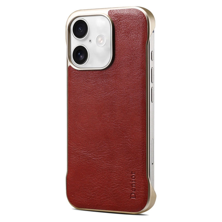 Funda para iPhone 16 Denior Magsafe Piel Auténtica Textura de Becerro (Roja)