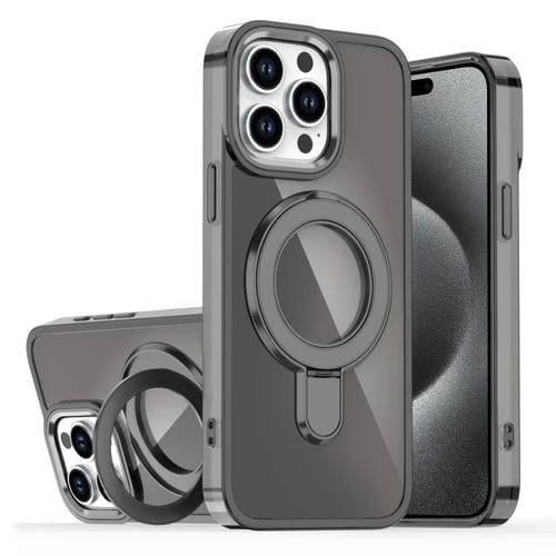 Estuche para Teléfono con Soporte Magsafe iPhone 15 Pro Revestimiento Degradado Decoloración (Negro Transparente)