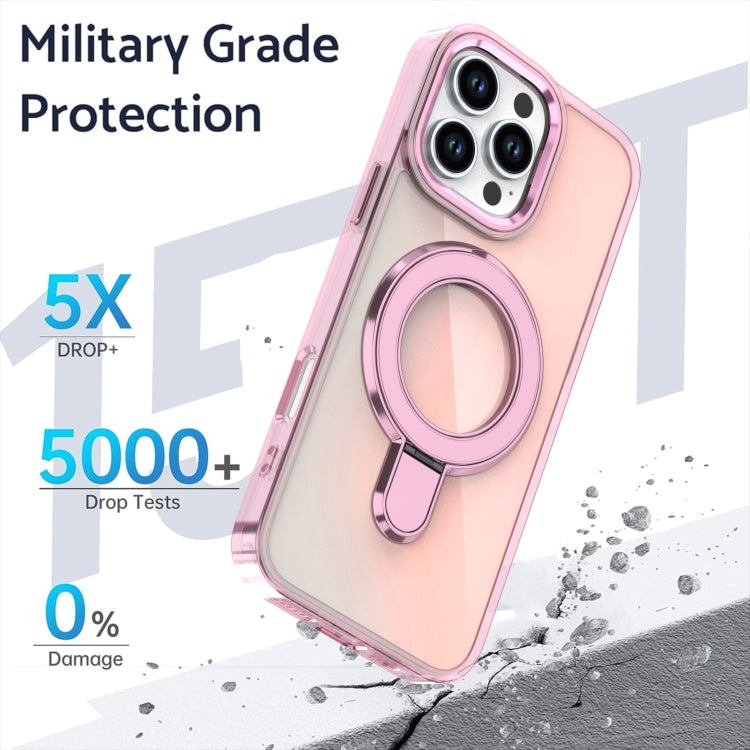 Estuche para Teléfono con Soporte Magsafe iPhone 14 Pro Max Revestimiento Degradado (Rosa Transparente)