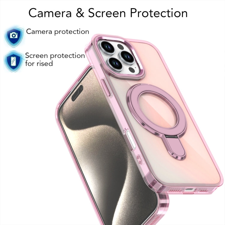 Estuche para teléfono Apple iPhone 15 Pro Max con soporte Magsafe y revestimiento degradado (Azul Transparente)
