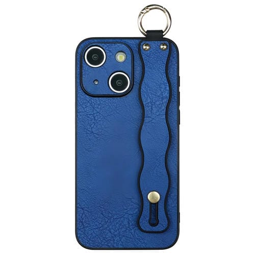 Funda de Teléfono TPU con Soporte de Pulsera Ondulado para iPhone 15 Plus (Azul)