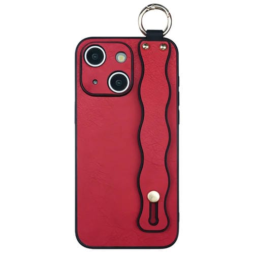 Funda de Teléfono TPU con Soporte de Pulsera Ondulado para iPhone 15 Plus (Rojo)