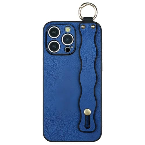 Funda de Teléfono TPU con Soporte de Pulsera Ondulado para iPhone 14 Pro (Azul)