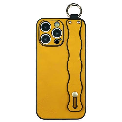 Funda TPU con Soporte para Pulsera Ondulada iPhone 13 Pro Max (Amarillo)