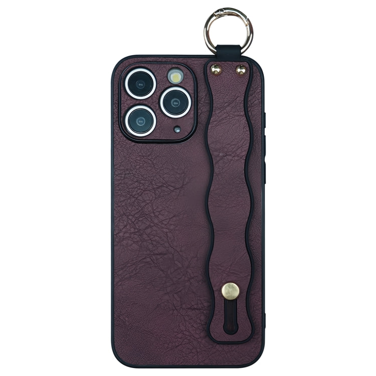 Funda TPU con Soporte para Pulsera Ondulada iPhone 11 Pro Max (Rojo Vino)