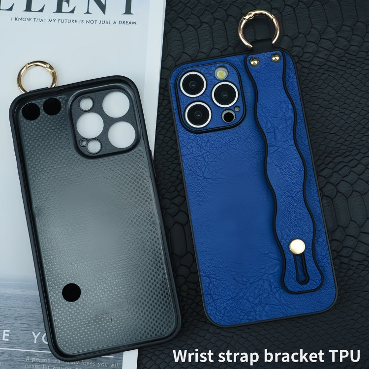 Funda TPU con Soporte para Pulsera Ondulada para iPhone 12 (Azul)