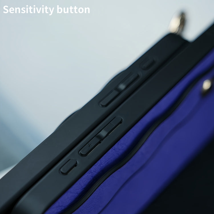 Funda TPU con Soporte para Pulsera Ondulada para iPhone 12 (Azul)