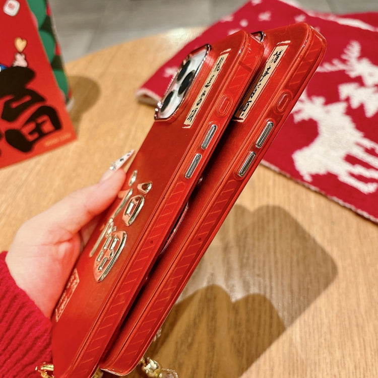 Funda para iPhone 12 Pro Diseño Año Nuevo Estampado Dorado 3D Imd Cadena Cristal
