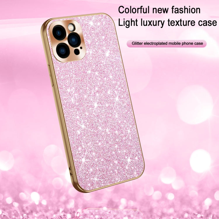 Estuche para Teléfono iPhone 12 Anillo de Lente Textura Cd Diamante Estrellado Galvanizado (Dorado)