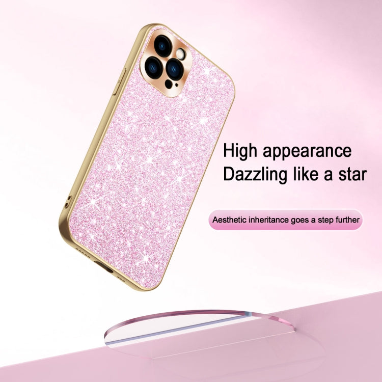 Estuche para Teléfono iPhone 12 Anillo de Lente Textura Cd Diamante Estrellado Galvanizado (Dorado)