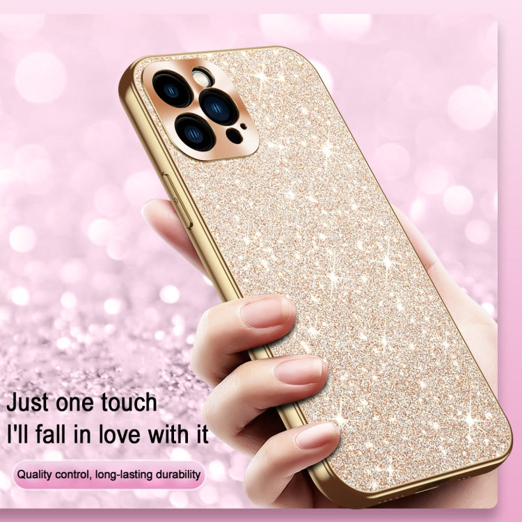 Estuche para Teléfono iPhone 12 Anillo de Lente Textura Cd Diamante Estrellado Galvanizado (Dorado)