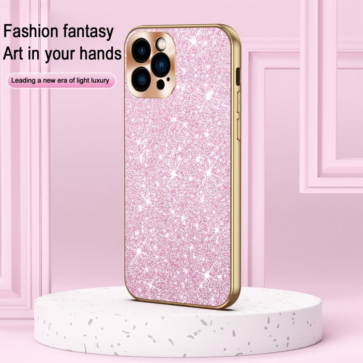 Estuche para Teléfono iPhone 12 Anillo de Lente Textura Cd Diamante Estrellado Galvanizado (Dorado)