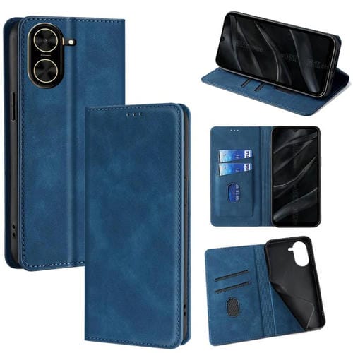 Funda de cuero magnética con textura de piel para Redmi A5 4G (171,7 mm) (azul)