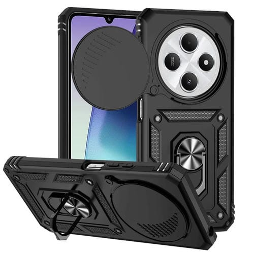 Funda Deslizante con Soporte para Cámara para Redmi 14C 4G (Negra)