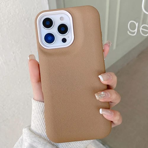 Funda de Cuero para iPhone 13 Pro Max Textura (Caqui)