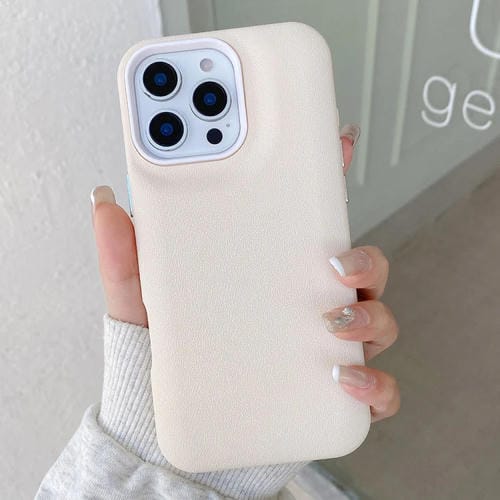 Funda para iPhone 13 Pro Max Cuero Textura (Blanca)