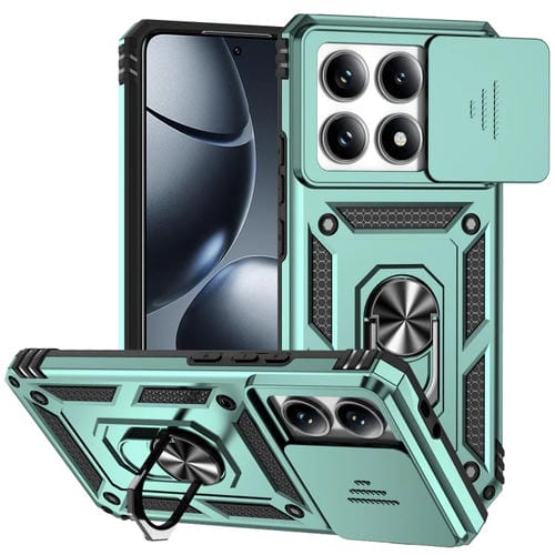 Funda para Teléfono con Soporte Deslizante Camshield para Xiaomi 14T Pro (Verde)
