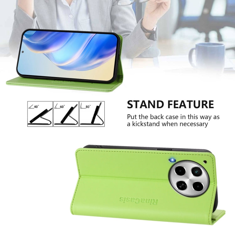 Funda Cuero Rfid Doble Pliegue Succión Magnética para Tecno Camon 30 4G/5G Rc01 (Verde Hierba)
