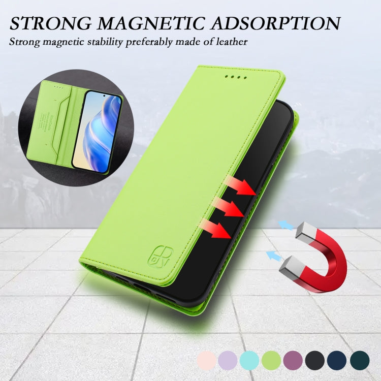 Funda Cuero Rfid Doble Pliegue Succión Magnética para Tecno Camon 30 4G/5G Rc01 (Verde Hierba)