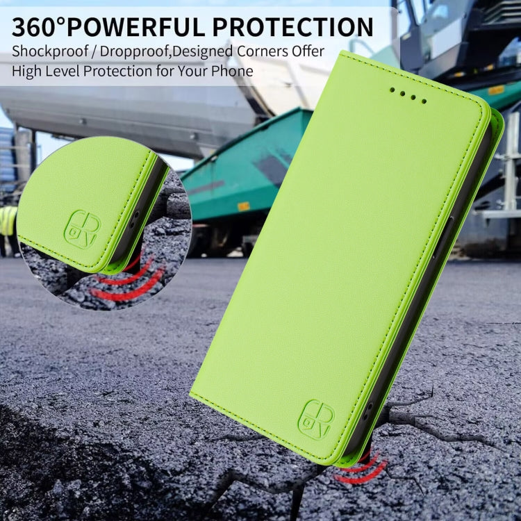 Funda Cuero Rfid Doble Pliegue Succión Magnética para Tecno Camon 30 4G/5G Rc01 (Verde Hierba)