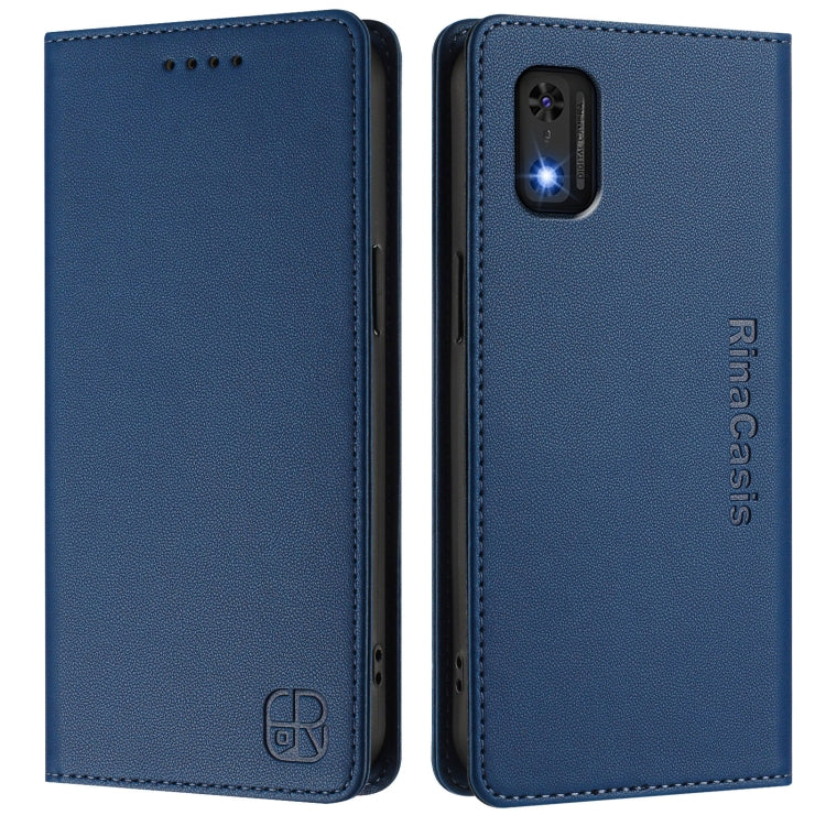 Funda de Cuero con Doble Pliegue y Succión Magnética Rfid para Itel A23 Pro/A17/Tecno Pop 5 Rc01 (Azul Oscuro)