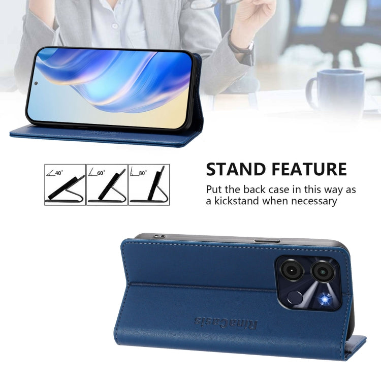 Funda de Cuero Itel A60/60S Rc01 con Doble Pliegue y Succión Magnética (Azul Oscuro)